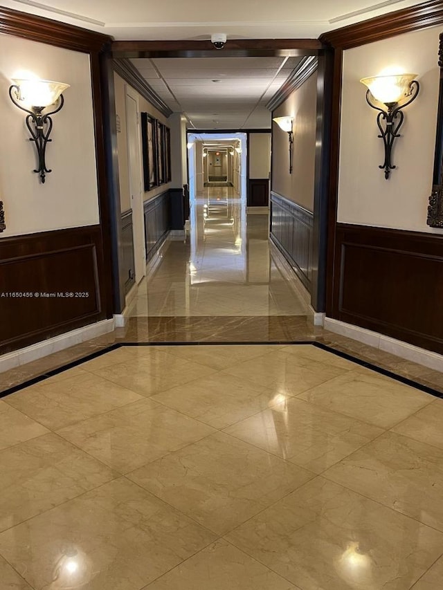 corridor with ornamental molding