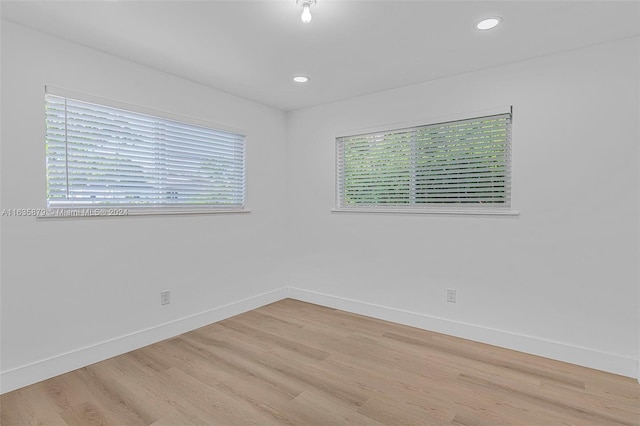 empty room featuring a wealth of natural light and light wood-type flooring