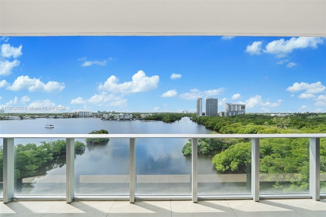 balcony with a water view