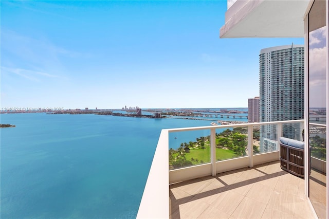 balcony with a water view