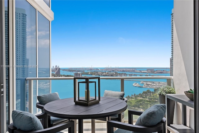 balcony with a water view