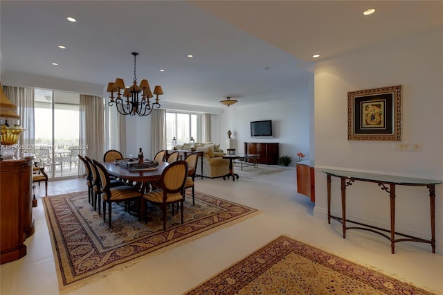 dining area with a chandelier