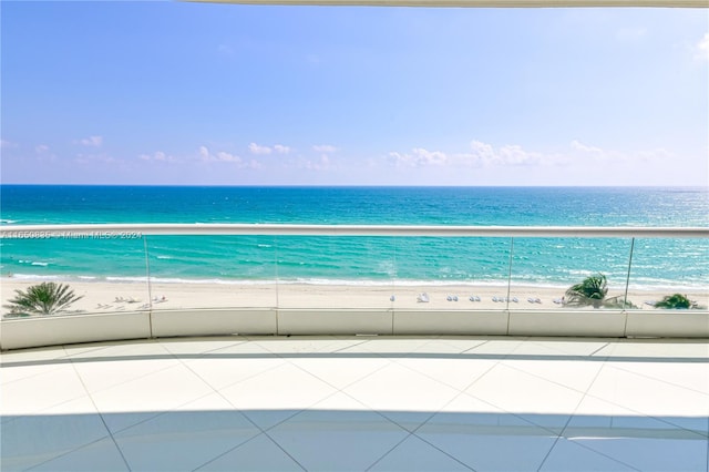 view of water feature featuring a view of the beach