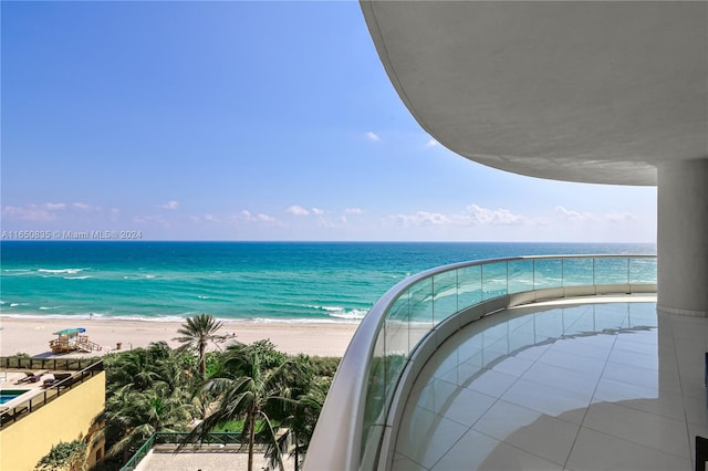 property view of water with a beach view