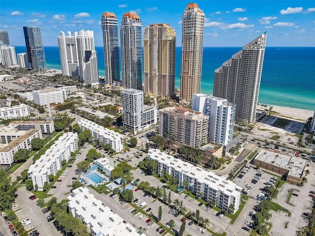 property's view of city with a beach view and a water view