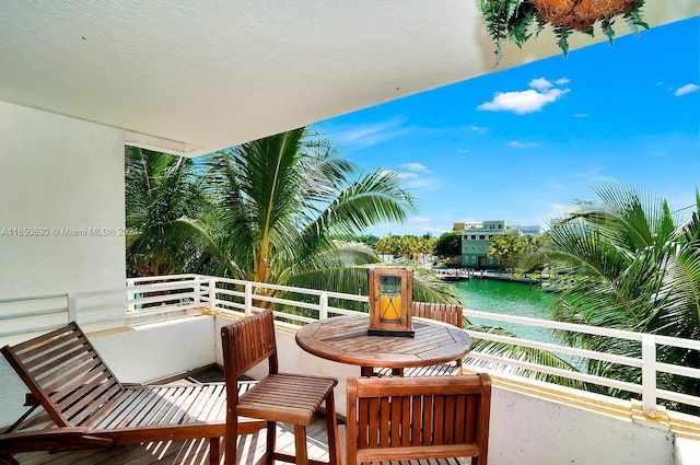 balcony with a water view