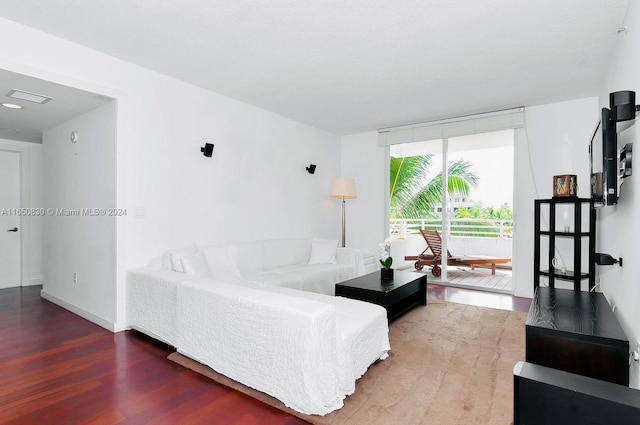 living room with hardwood / wood-style floors