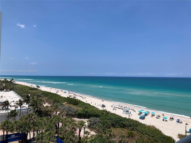 property view of water featuring a view of the beach