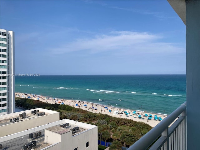 view of water feature with a view of the beach