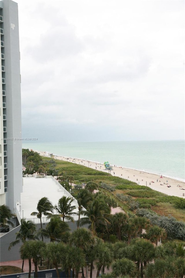 view of water feature featuring a view of the beach