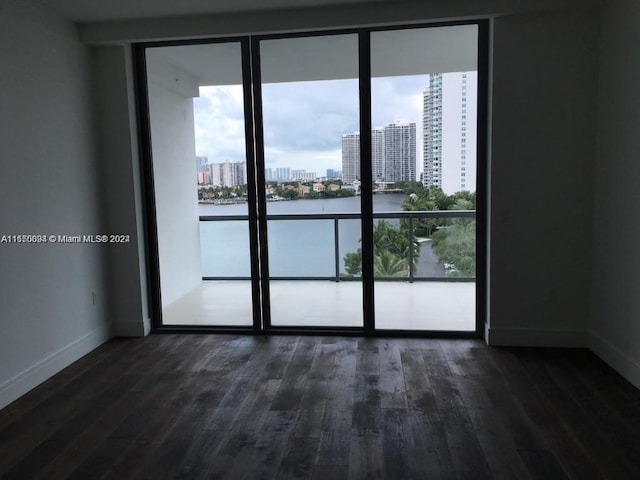 spare room featuring dark hardwood / wood-style flooring