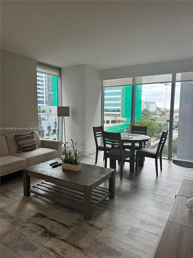 living room featuring hardwood / wood-style floors and a healthy amount of sunlight