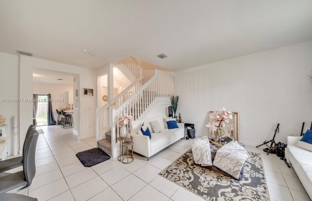 view of tiled living room