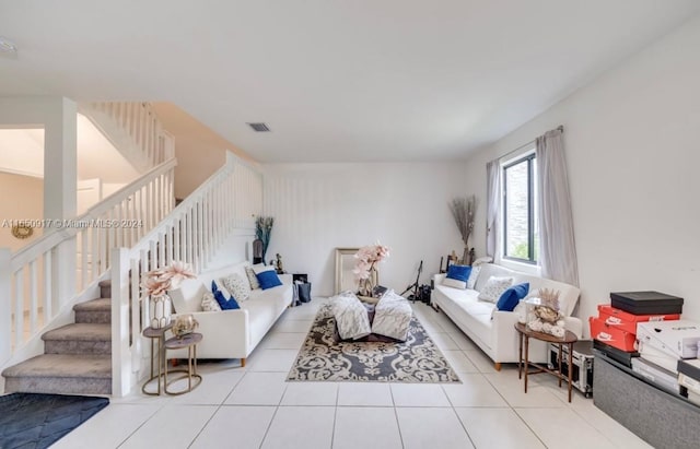 view of tiled living room