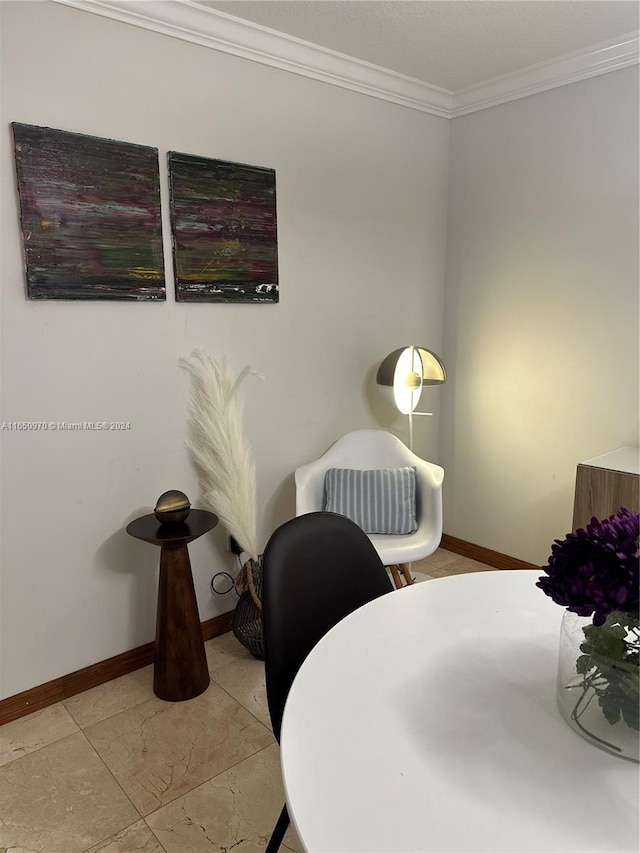 bedroom with crown molding