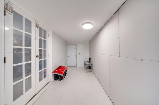 hallway featuring french doors