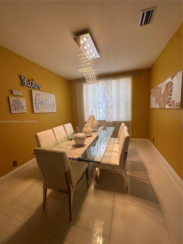 view of tiled dining room