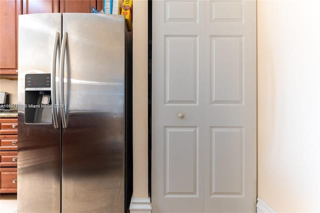 kitchen with stainless steel fridge