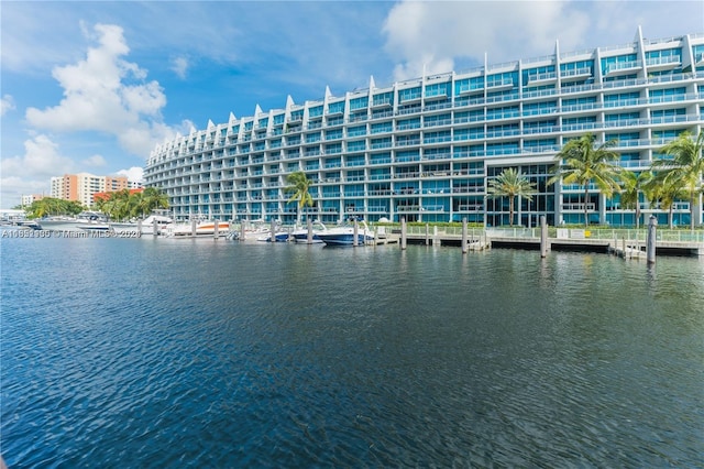 view of water feature featuring a boat dock