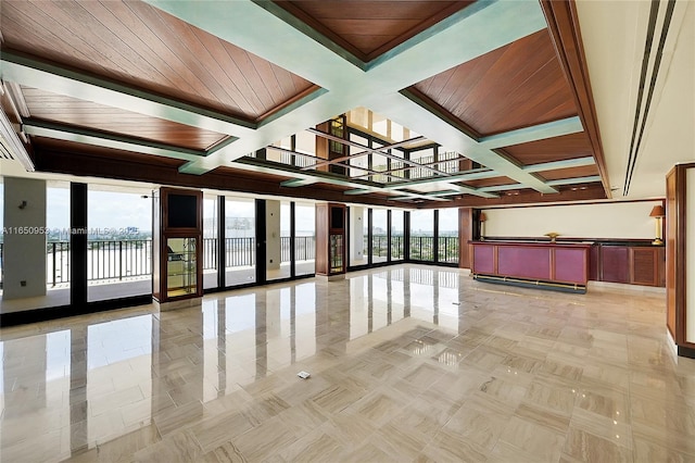 936 Intracoastal Dr Unit Ph4, Fort Lauderdale, FL 33304 - common area featuring coffered ceiling, beamed ceiling, and a water view