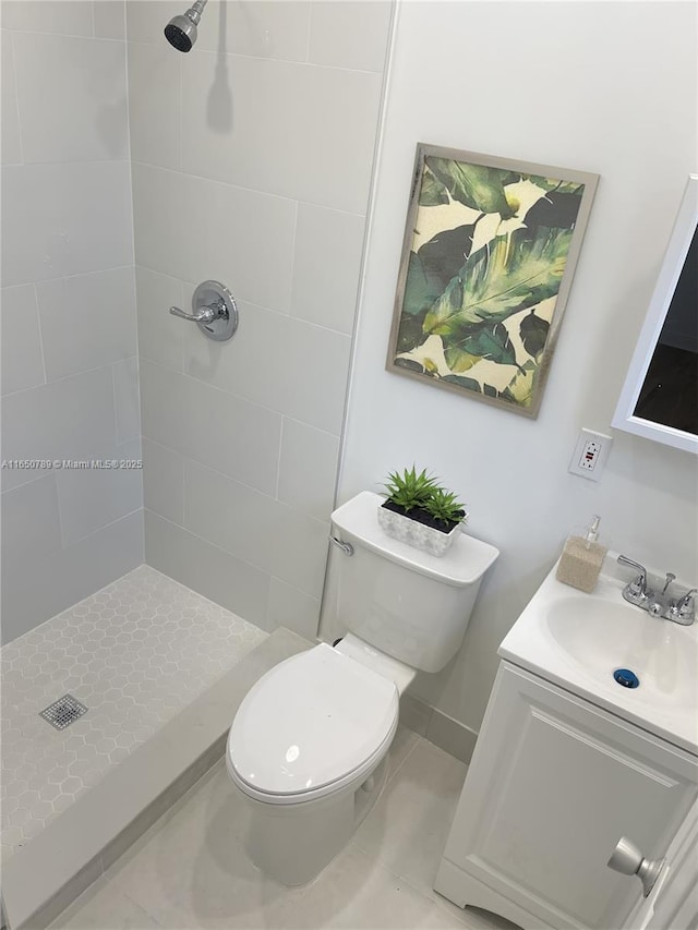 full bathroom featuring vanity, toilet, shower / bath combination with curtain, and tile patterned floors