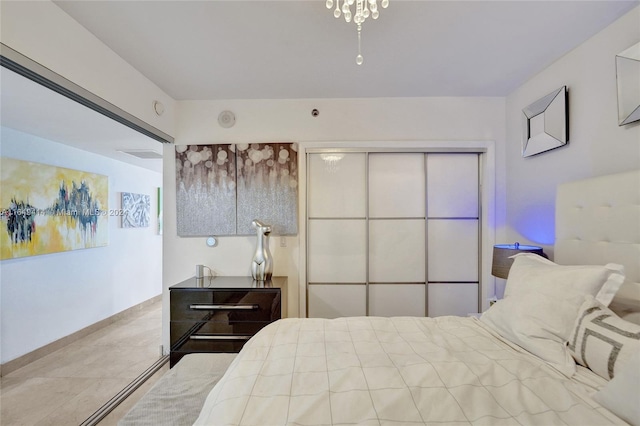 bedroom with light tile patterned flooring