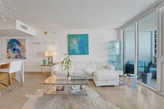 living room featuring expansive windows