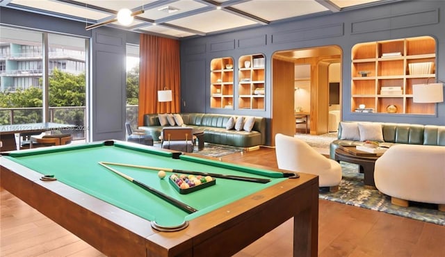 playroom featuring billiards and hardwood / wood-style floors