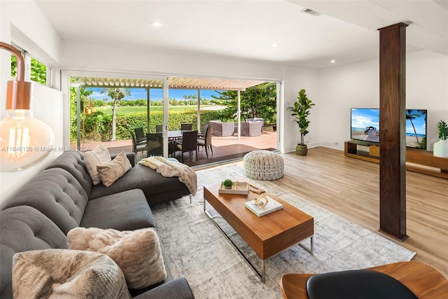 living room featuring light hardwood / wood-style floors