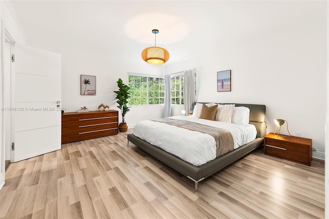 bedroom featuring light hardwood / wood-style flooring