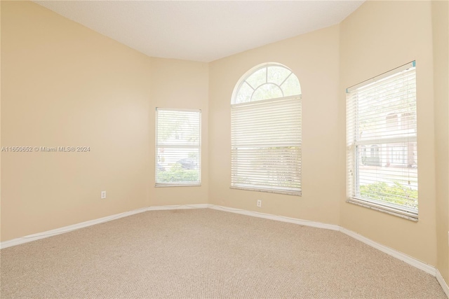 unfurnished room with plenty of natural light and carpet