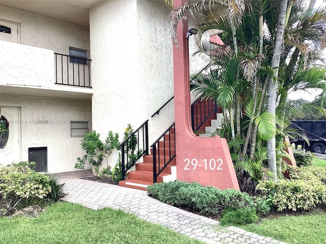 doorway to property with a balcony