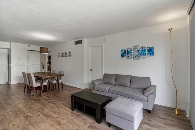 living room with hardwood / wood-style flooring