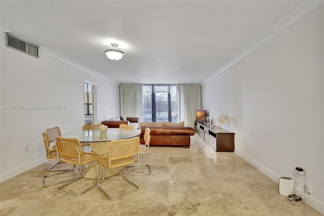 9801 Collins Ave Unit 3T, Bal Harbour, FL 33154 - dining room with baseboards, visible vents, and ornamental molding