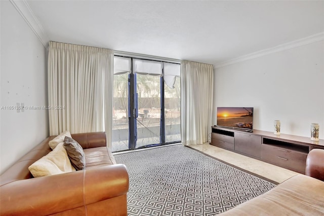 9801 Collins Ave Unit 3T, Bal Harbour, FL 33154 - carpeted living area with ornamental molding