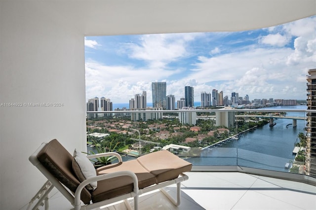 balcony with a water view