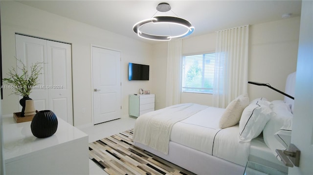 bedroom featuring light hardwood / wood-style floors