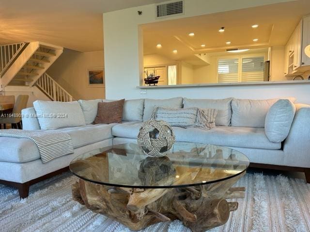 living room with hardwood / wood-style flooring