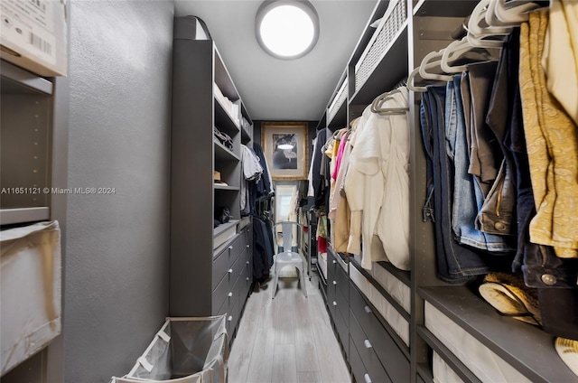 spacious closet with light wood-type flooring