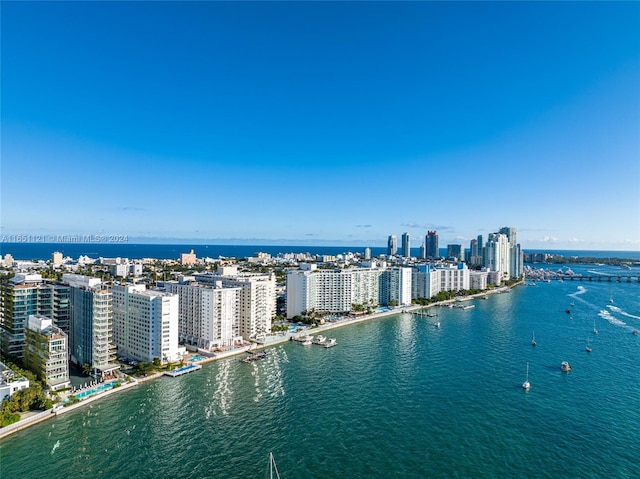 bird's eye view featuring a water view