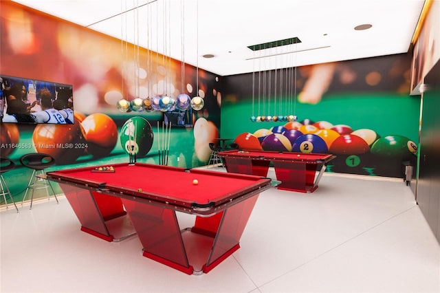 recreation room featuring pool table and baseboards