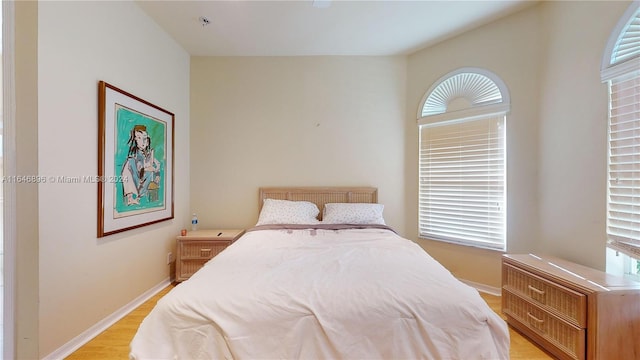 bedroom featuring light hardwood / wood-style floors