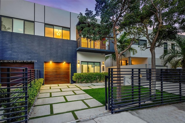 modern home featuring a garage