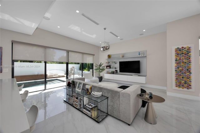 living room featuring plenty of natural light