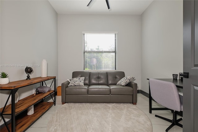 office area featuring ceiling fan