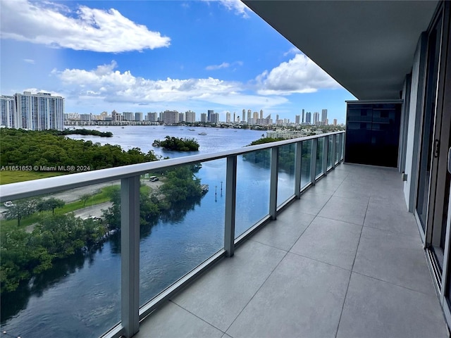 balcony with a water view