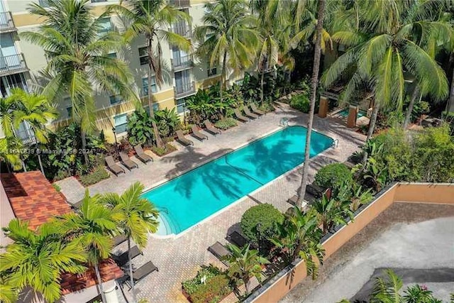 view of swimming pool featuring a patio