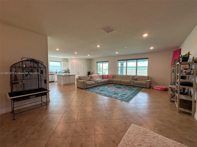 view of tiled living room