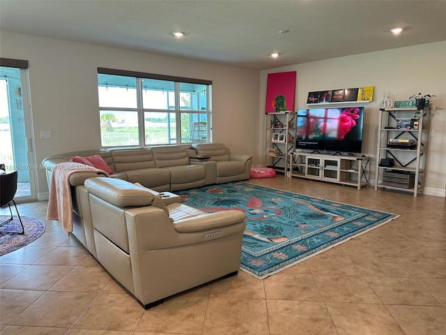 view of tiled living room