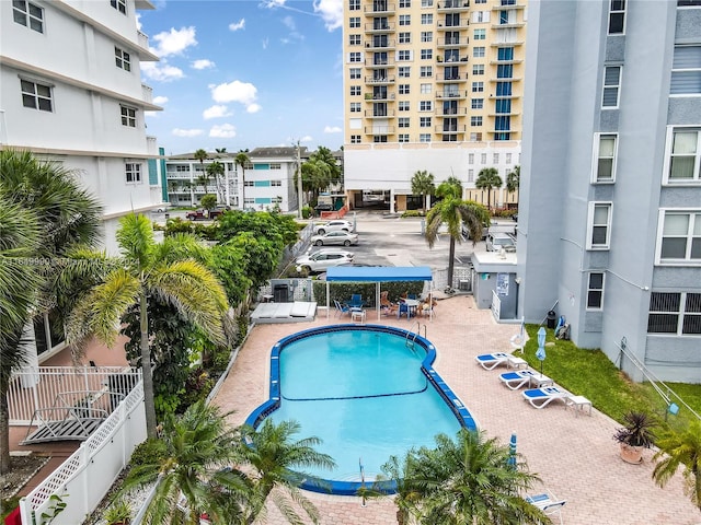 view of pool featuring a patio area